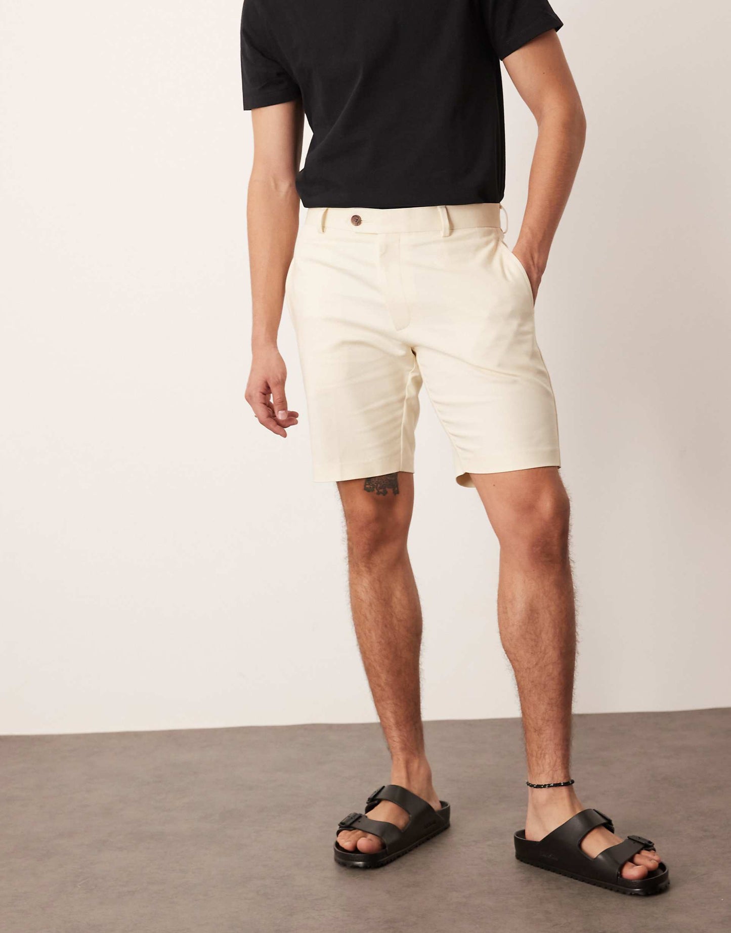 Smart Slim Fit Chino Shorts With Mitred Tab