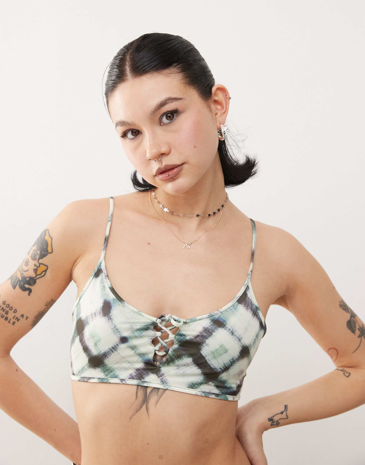 Mix And Match Scoop Neck Bikini Top With Tie Front Detail
