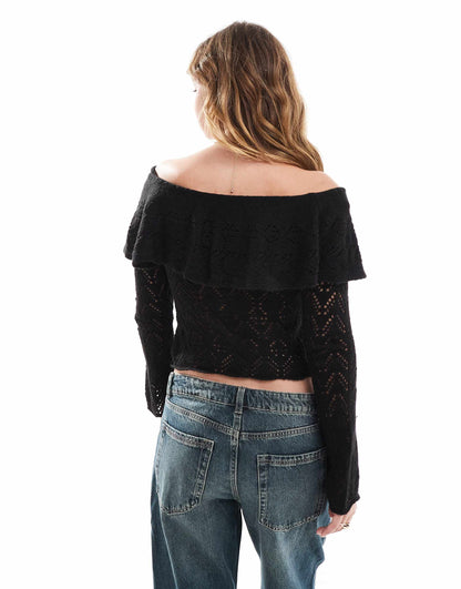 Knitted Lace Bardot Top