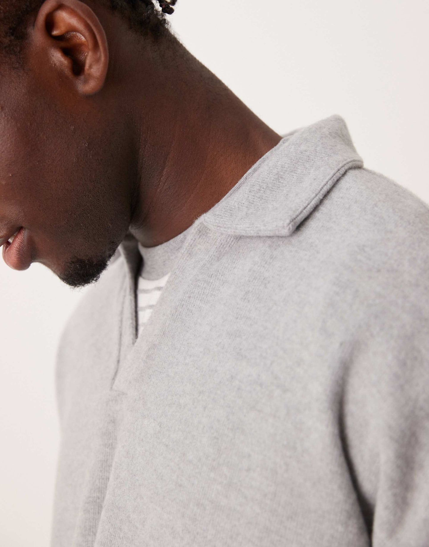 Heavyweight Oversized Polo Jumper With Brushed Rib Texture
