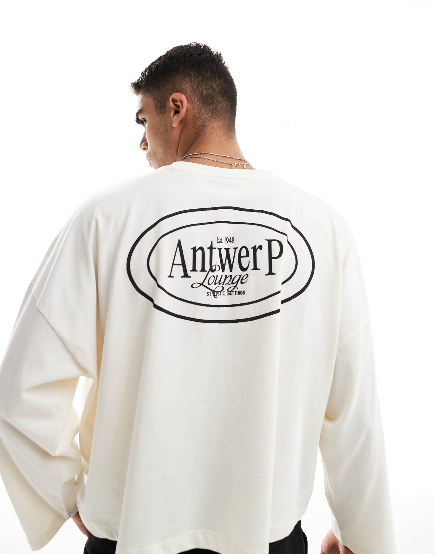 Oversized Boxy Long Sleeve T-Shirt With Back Print