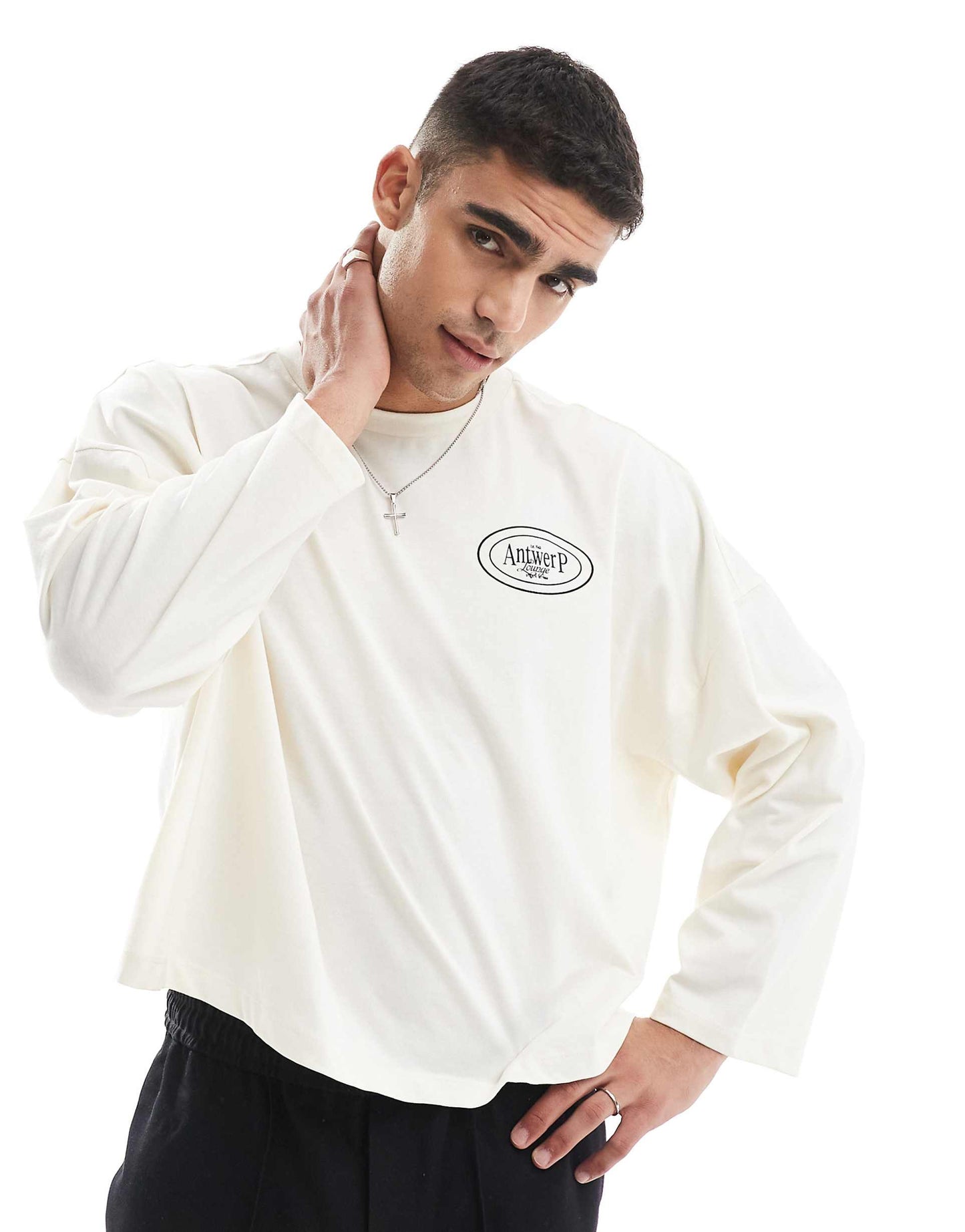 Oversized Boxy Long Sleeve T-Shirt With Back Print