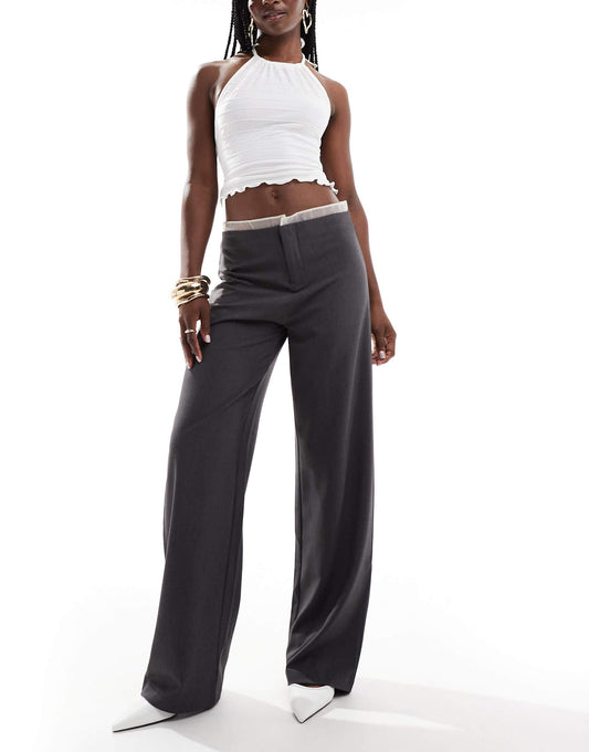 Contrast Tulle Insert Waist Tailored Trouser