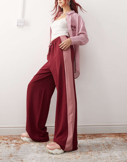 Wide Leg Trouser With Side Contrast Panel