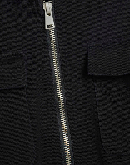 Zip Up Twill Overshirt