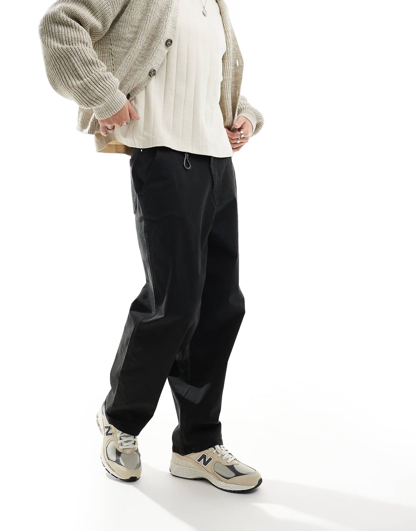 Wide Leg Cargo Trousers Black