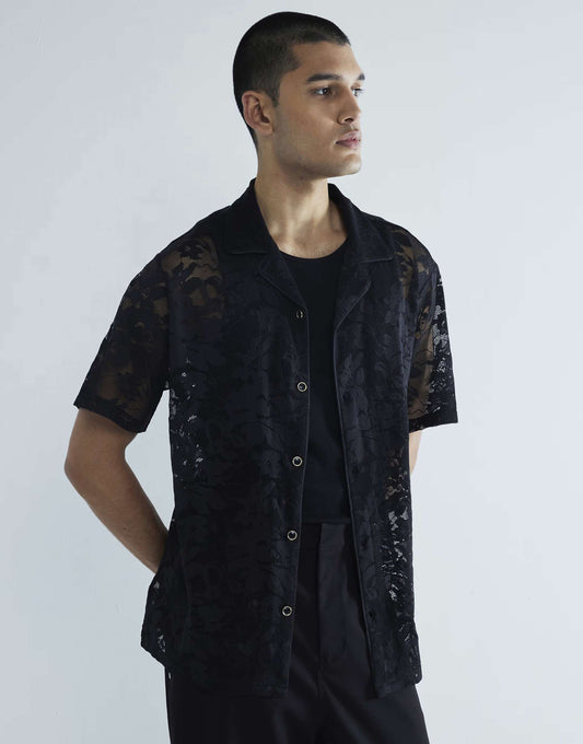 Floral Lace Short Sleeve Shirt