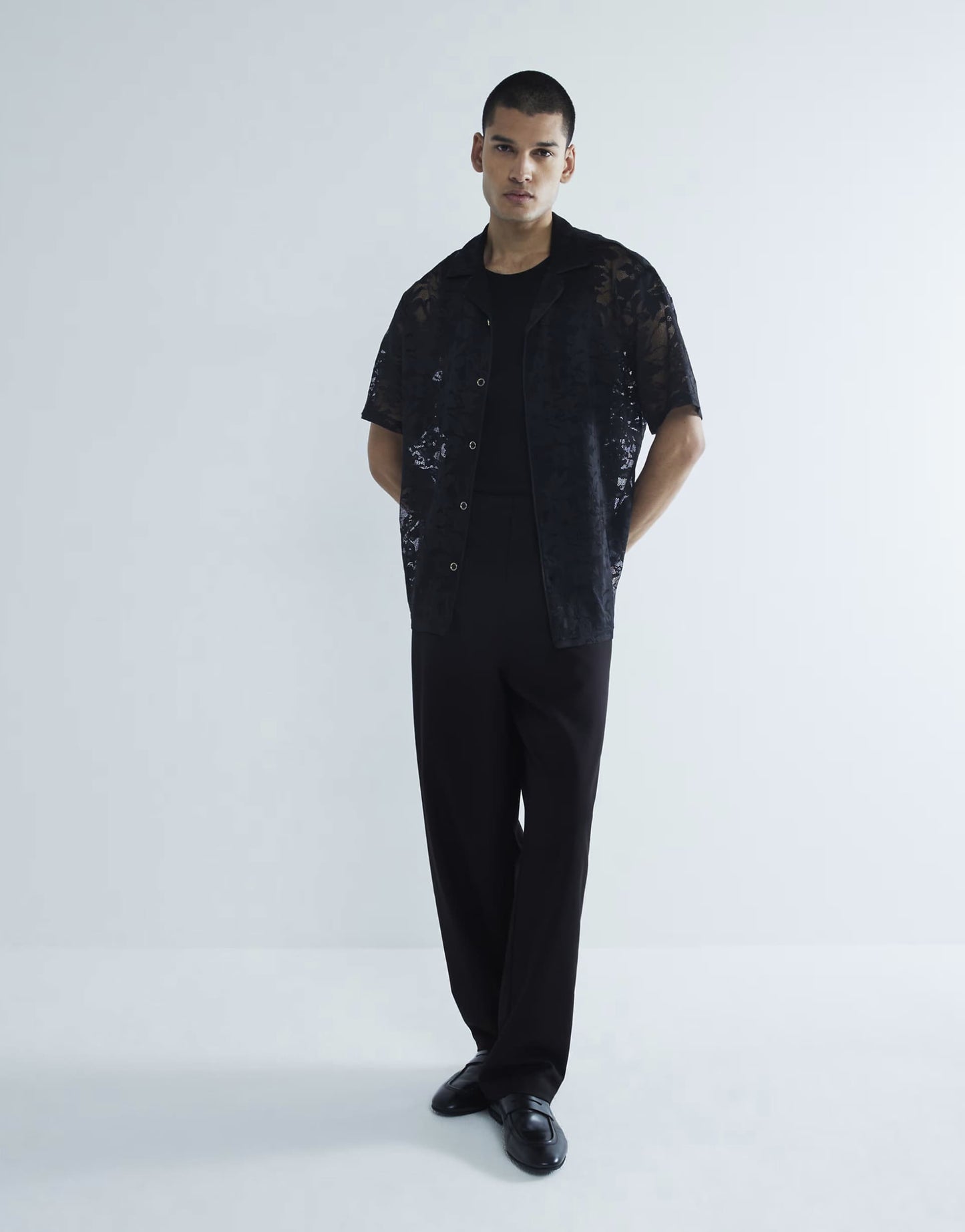 Floral Lace Short Sleeve Shirt