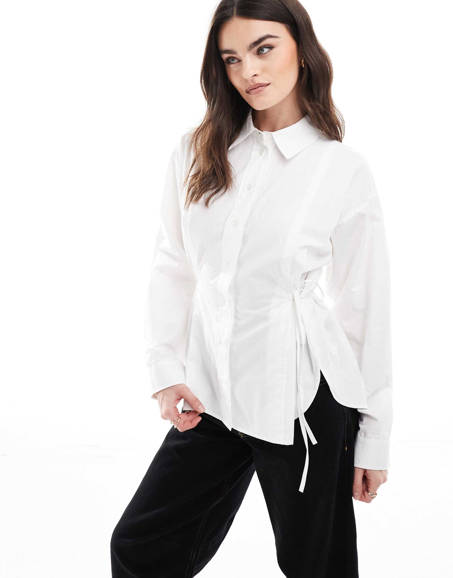 Long Line Shirt With Tie Side Detail