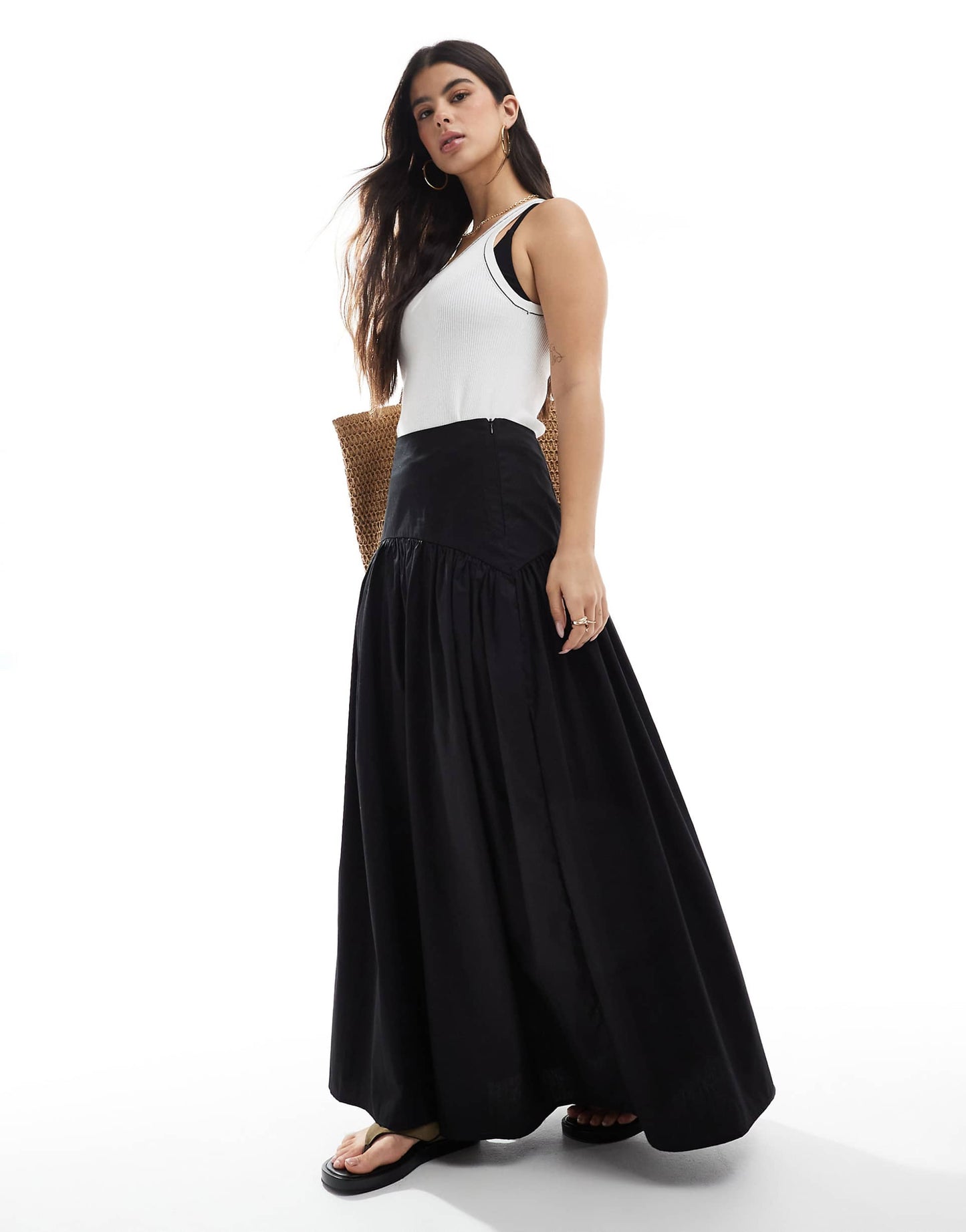 Drop Waist Maxi Skirt