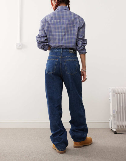Donna Relaxed Fit High Waist Wide Straight Leg Jeans
