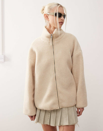 Long Sleeve Zip Through Fleece With Contrasting Trims