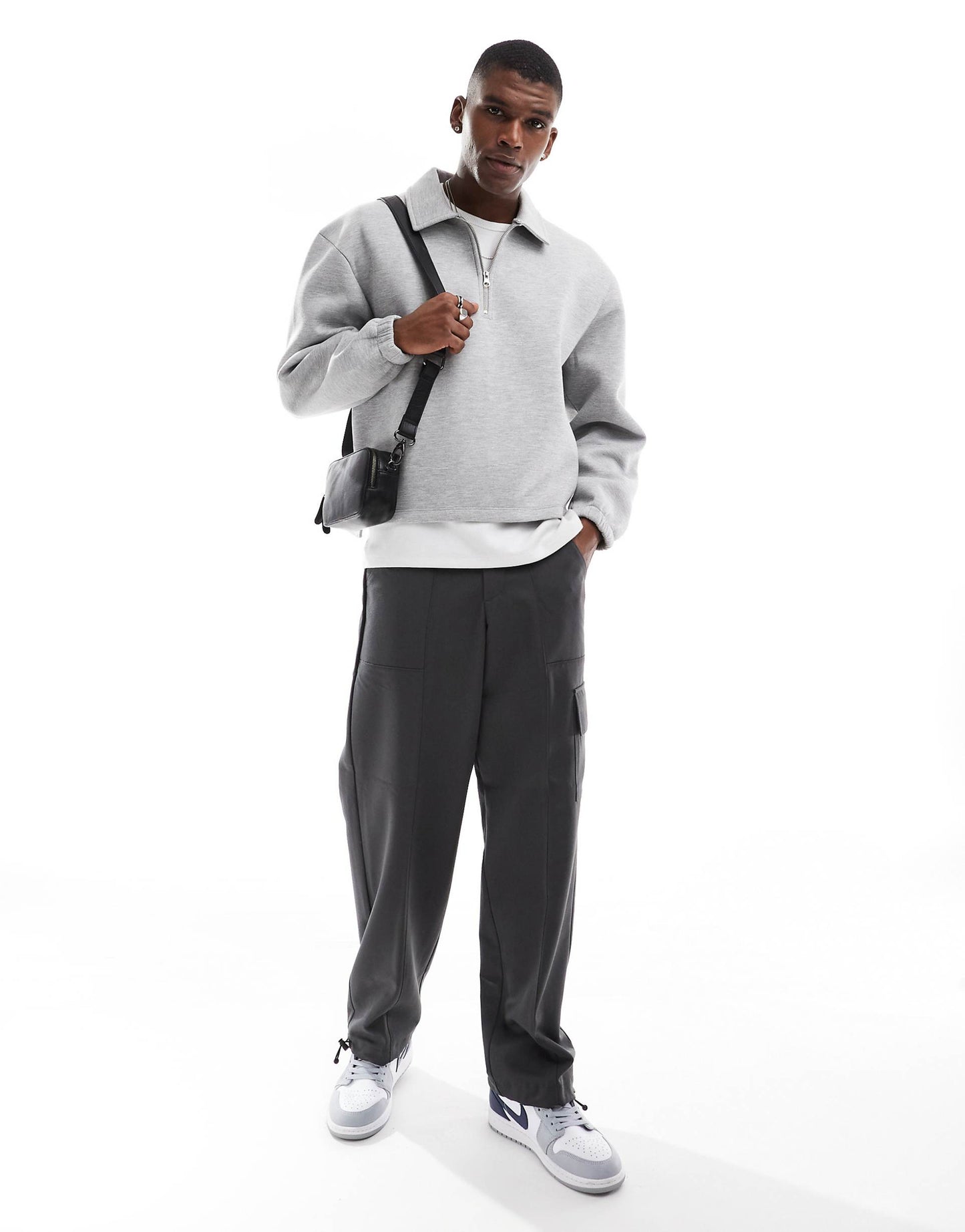 Heavyweight Boxy Scuba Sweatshirt With Zip Collar