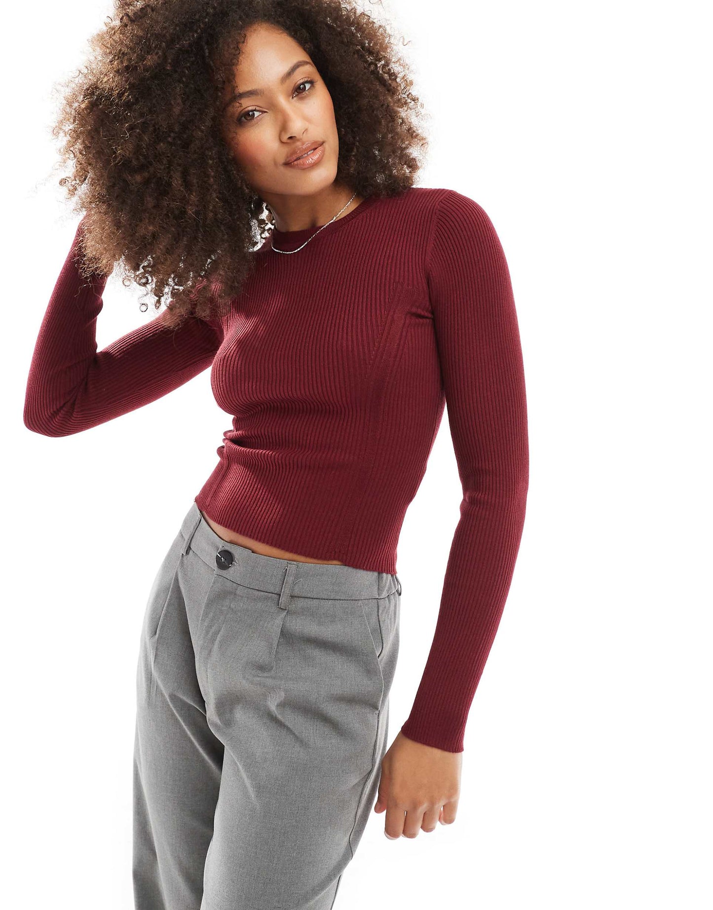 Seam Detail Ribbed Knit Top