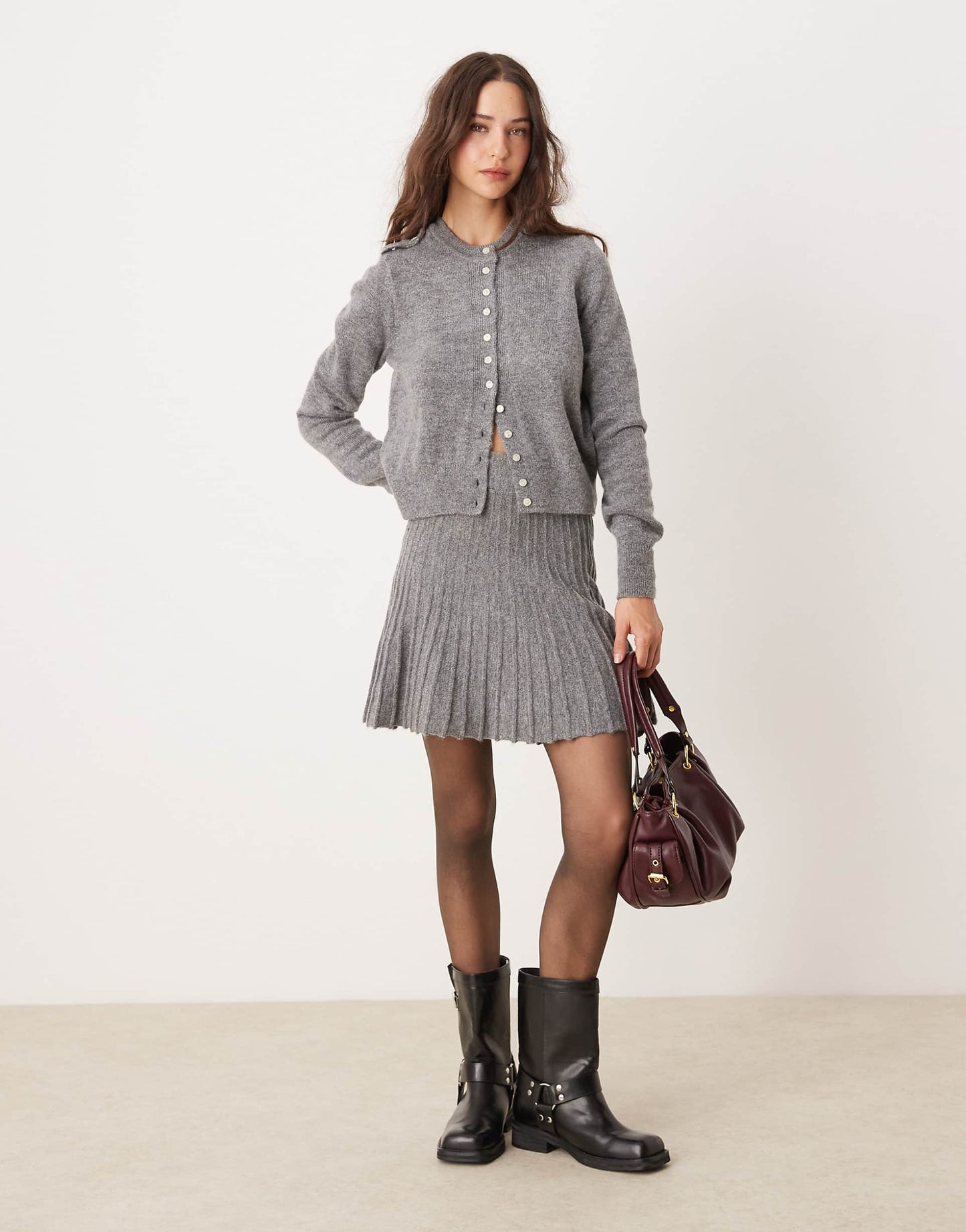 Clean Button Cardigan Co-Ord