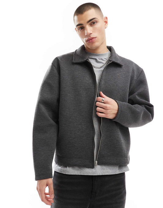 Heavyweight Boxy Scuba Zip Through Jacket