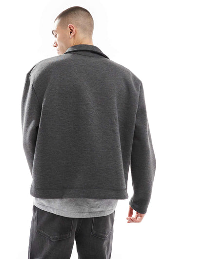 Heavyweight Boxy Scuba Zip Through Jacket