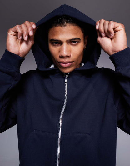 Premium Heavyweight Boxy Cropped Zip Through Hoodie 400Gsm