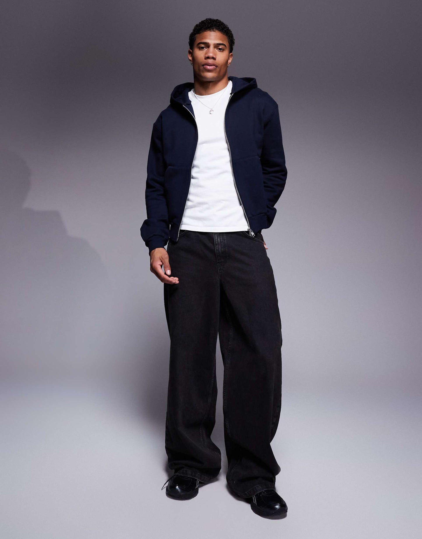 Premium Heavyweight Boxy Cropped Zip Through Hoodie 400Gsm