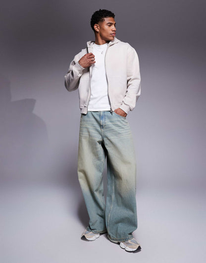 Premium Heavyweight Boxy Oversized Zip Through Hoodie 400Gsm