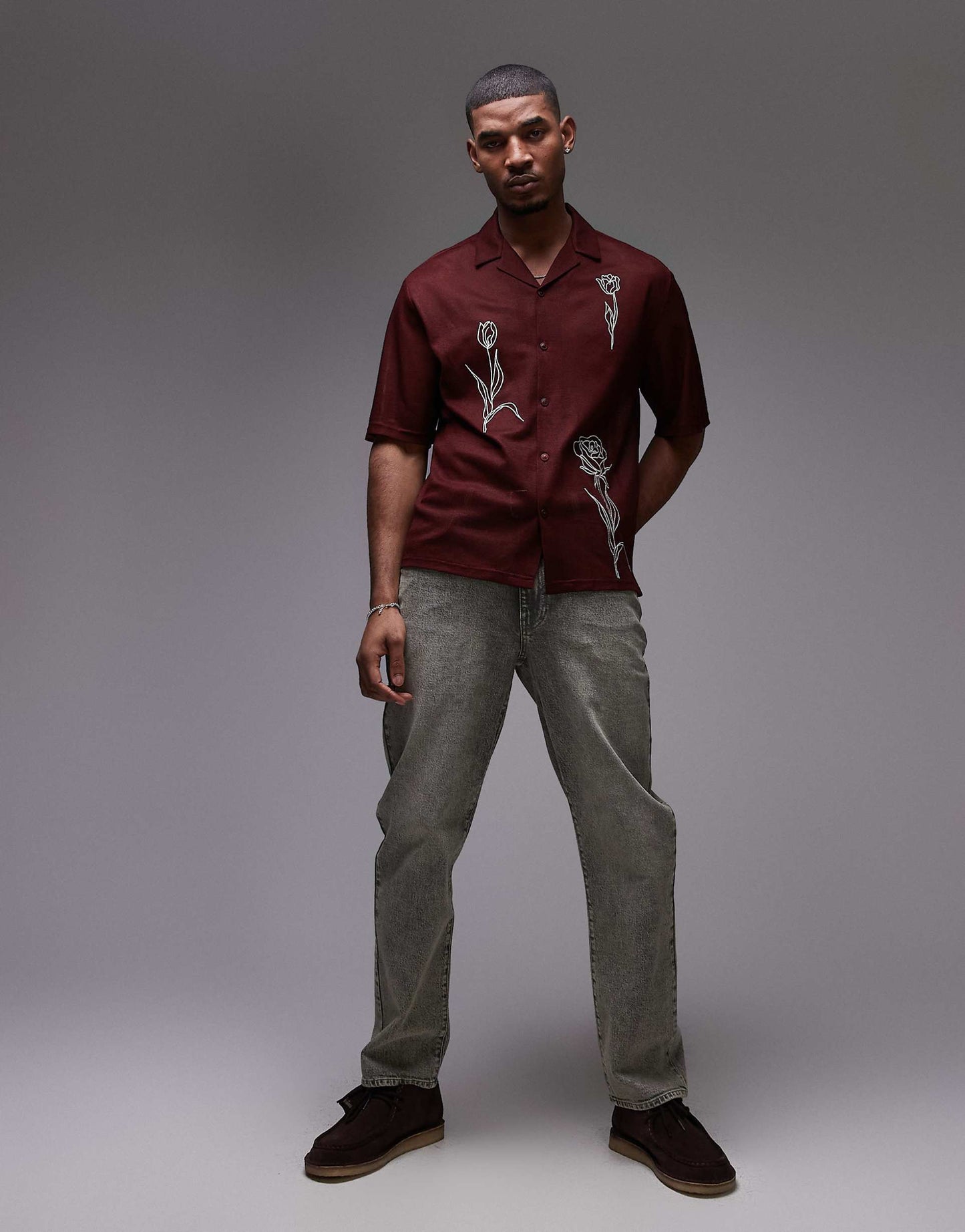 Floral Embroidery Shirt