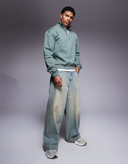 Premium Heavyweight Boxy Oversized Quarter Zip Sweatshirt 400Gsm