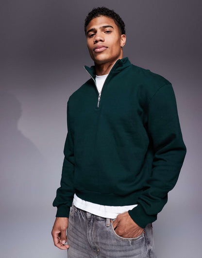 Premium Heavyweight Boxy Oversized Quarter Zip Sweatshirt 400Gsm