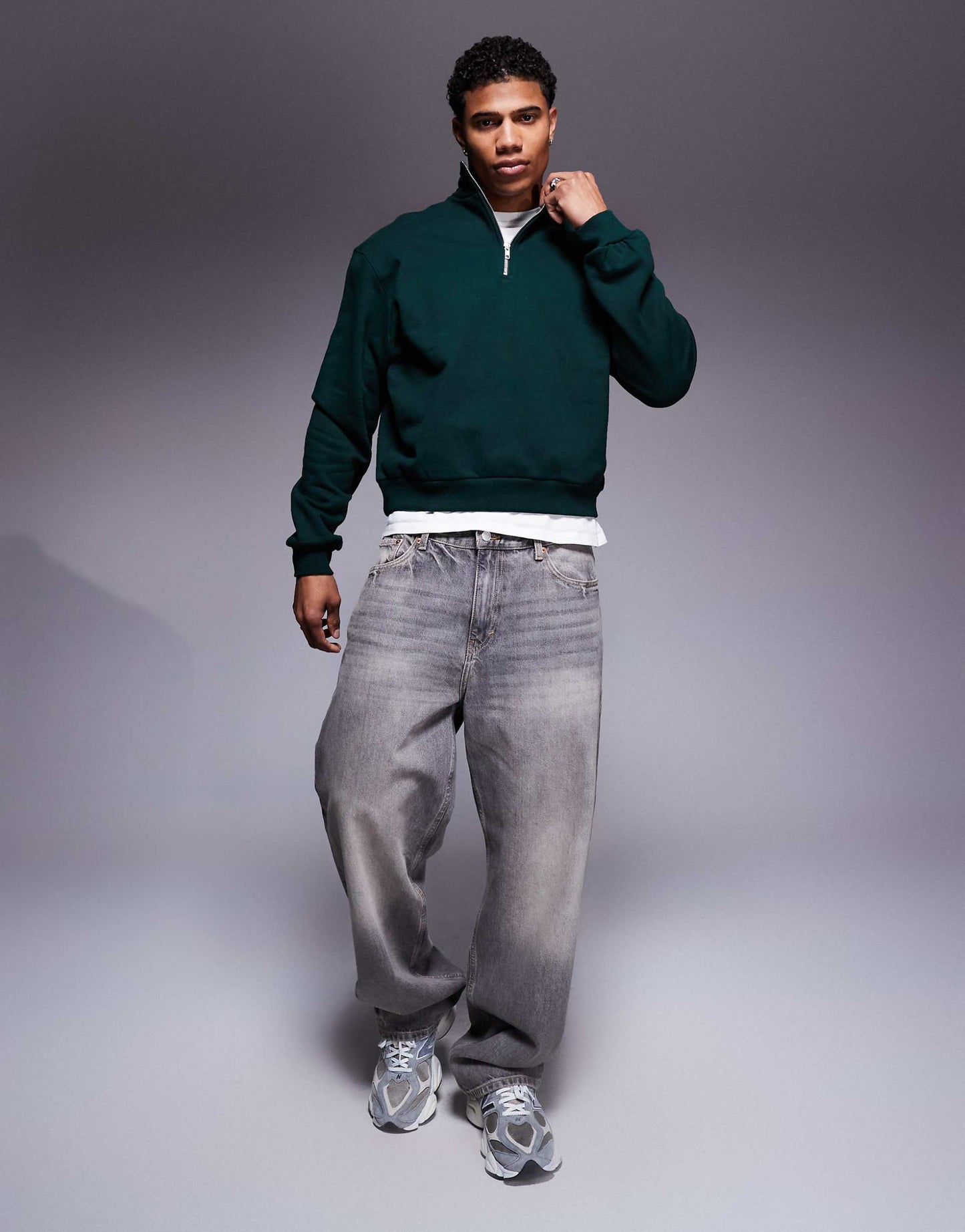 Premium Heavyweight Boxy Oversized Quarter Zip Sweatshirt 400Gsm