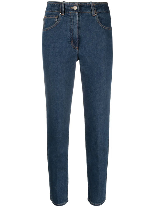 High-Waist Cotton Jeans