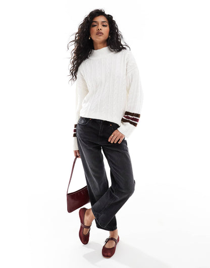 Cable Knit Varsity Jumper