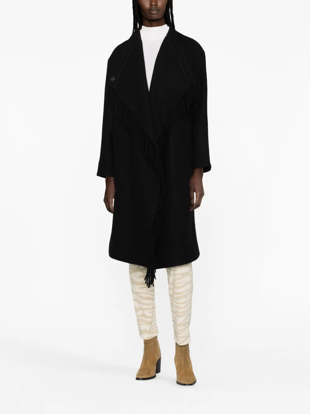 Ricky Fringed Wool-Blend Coat