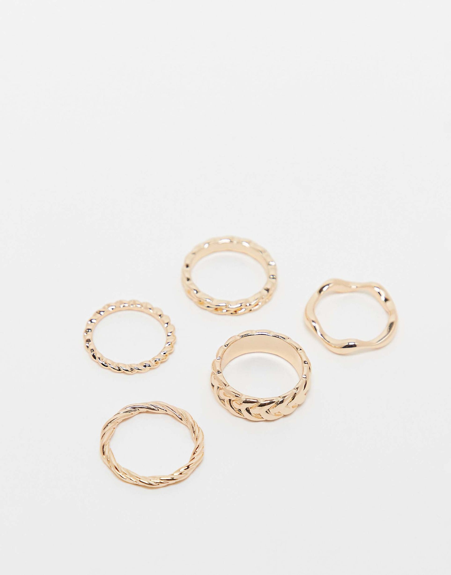 Pack Of 5 Rings With Weave Detail