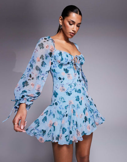 Milkmaid Mini Dress With Tie Detail