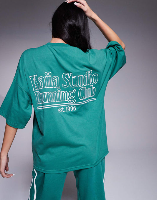 Studio Embroidered Logo Running Club T-Shirt Co-Ord