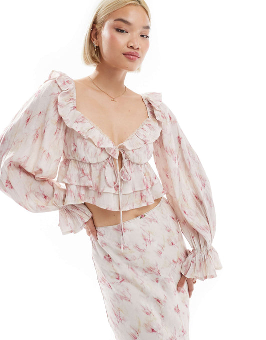 Crinkle Frill Crop Top Co-Ord