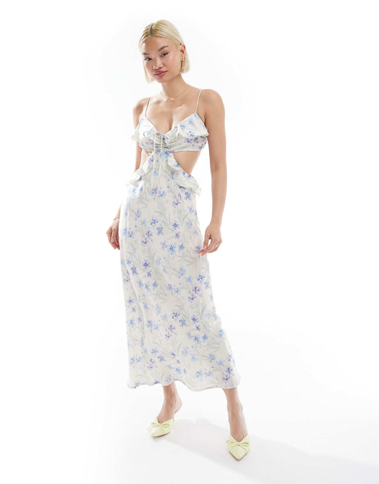 Cut-Out Frill Maxi Dress
