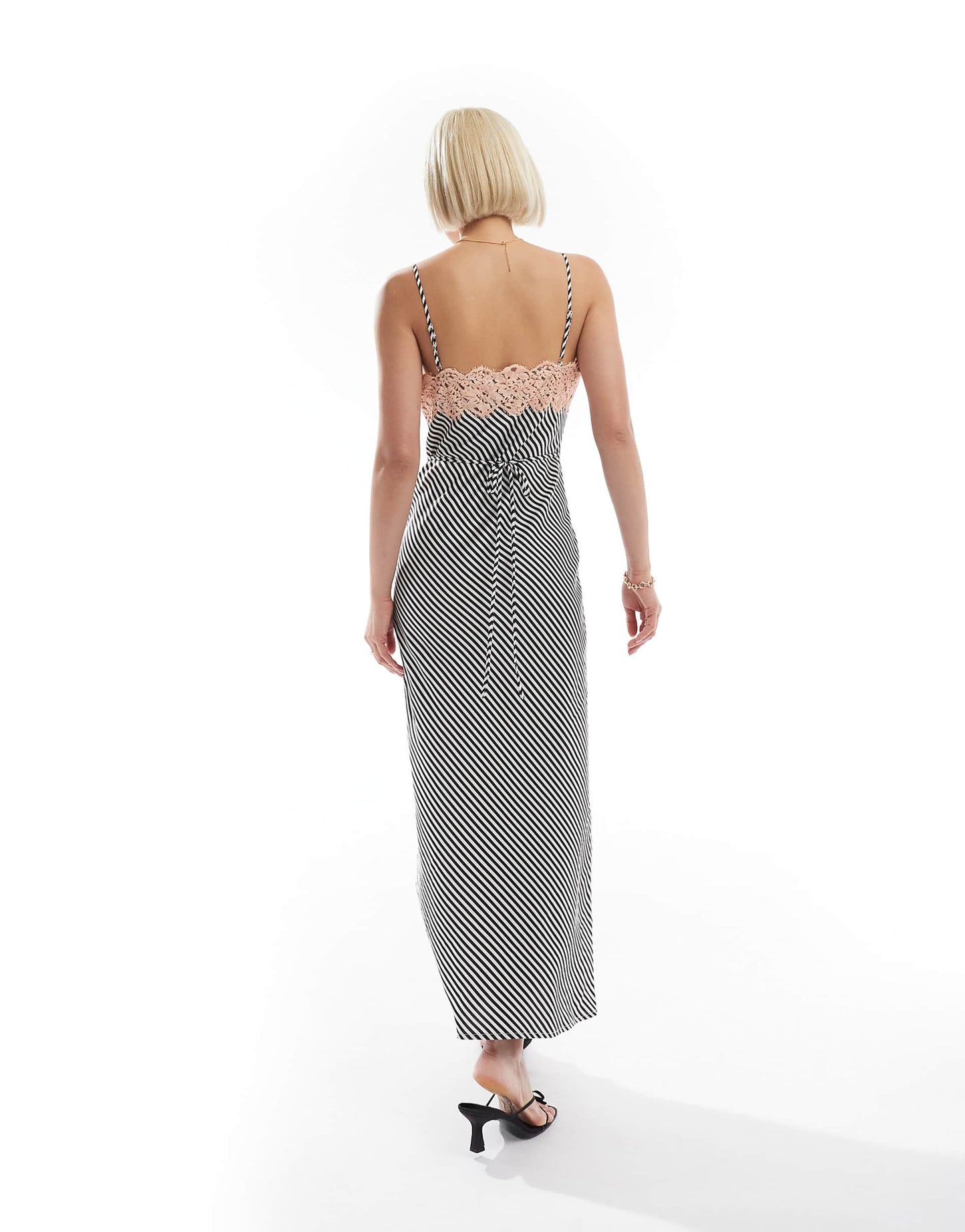 Satin Slip Dress With Lace Trim
