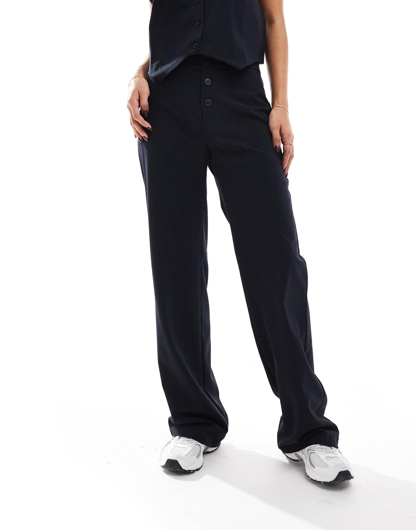 Button Front Wide Leg Tailored Trouser Co-Ord
