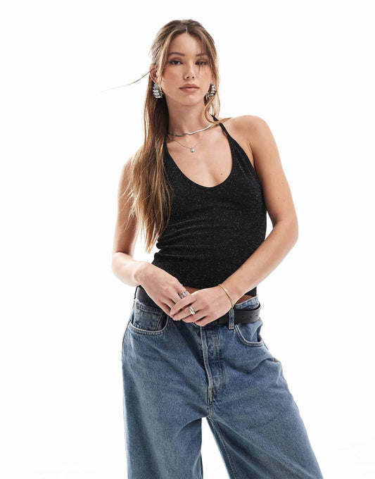 Glitter Halterneck Top