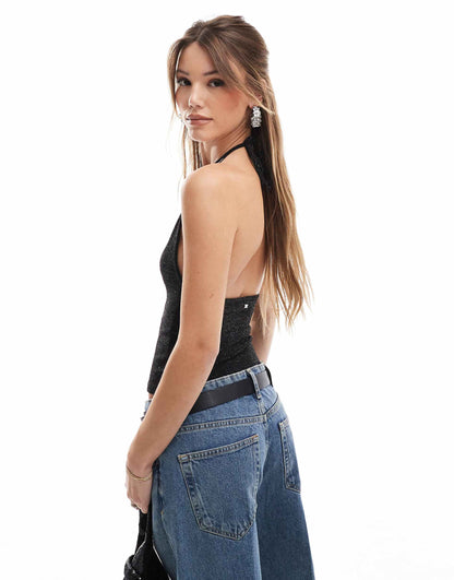 Glitter Halterneck Top