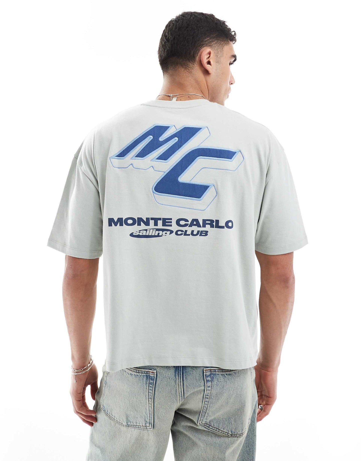 Boxy Oversized T-Shirt With Text Back Applique