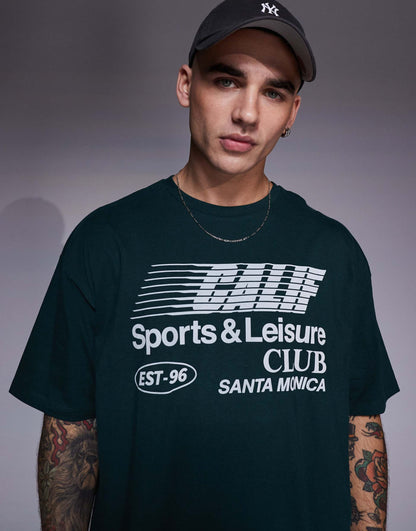 Oversized T-Shirt With Sports Club Front Print