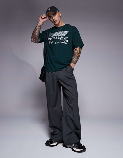 Oversized T-Shirt With Sports Club Front Print