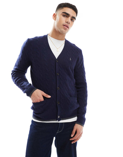 Icon Logo Wool Cable Knit Cardigan