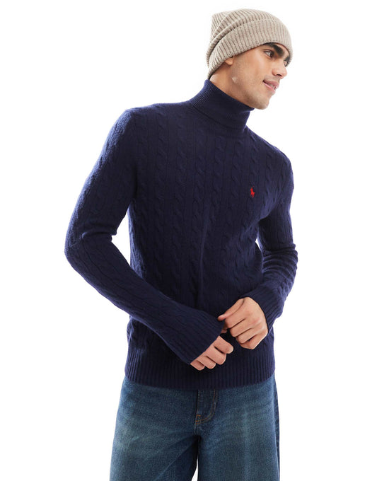 Icon Logo Wool Cable Knit Half Zip Jumper