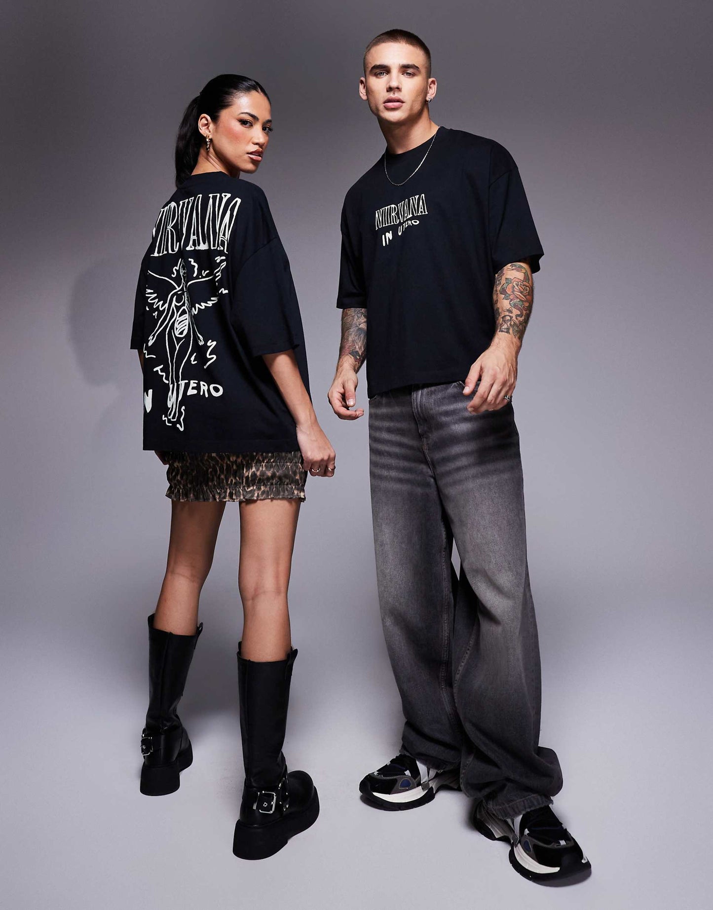 Unisex Boxy Oversized T-Shirt With Nirvana In Utero Prints