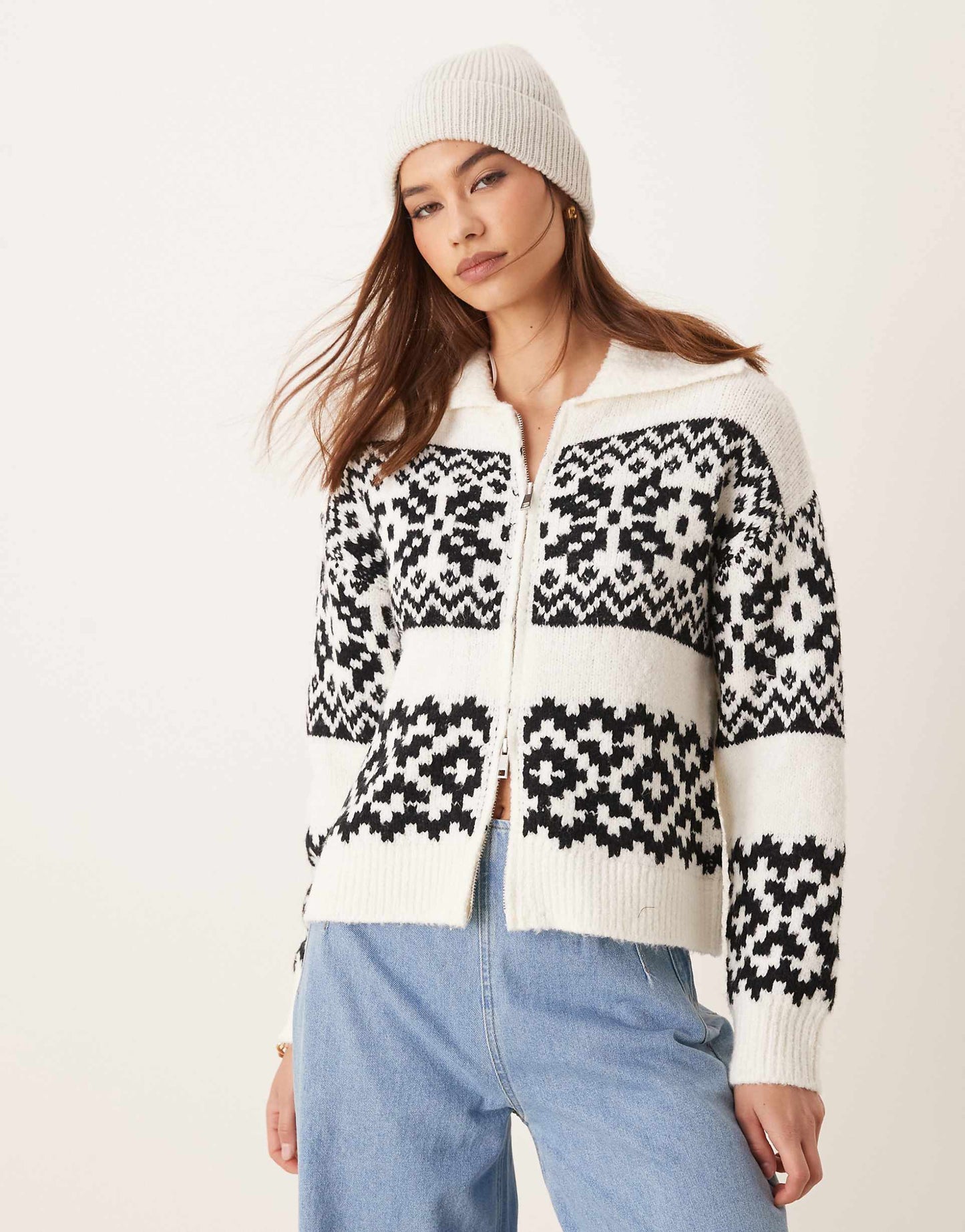 Fairisle Zip Through Cardigan