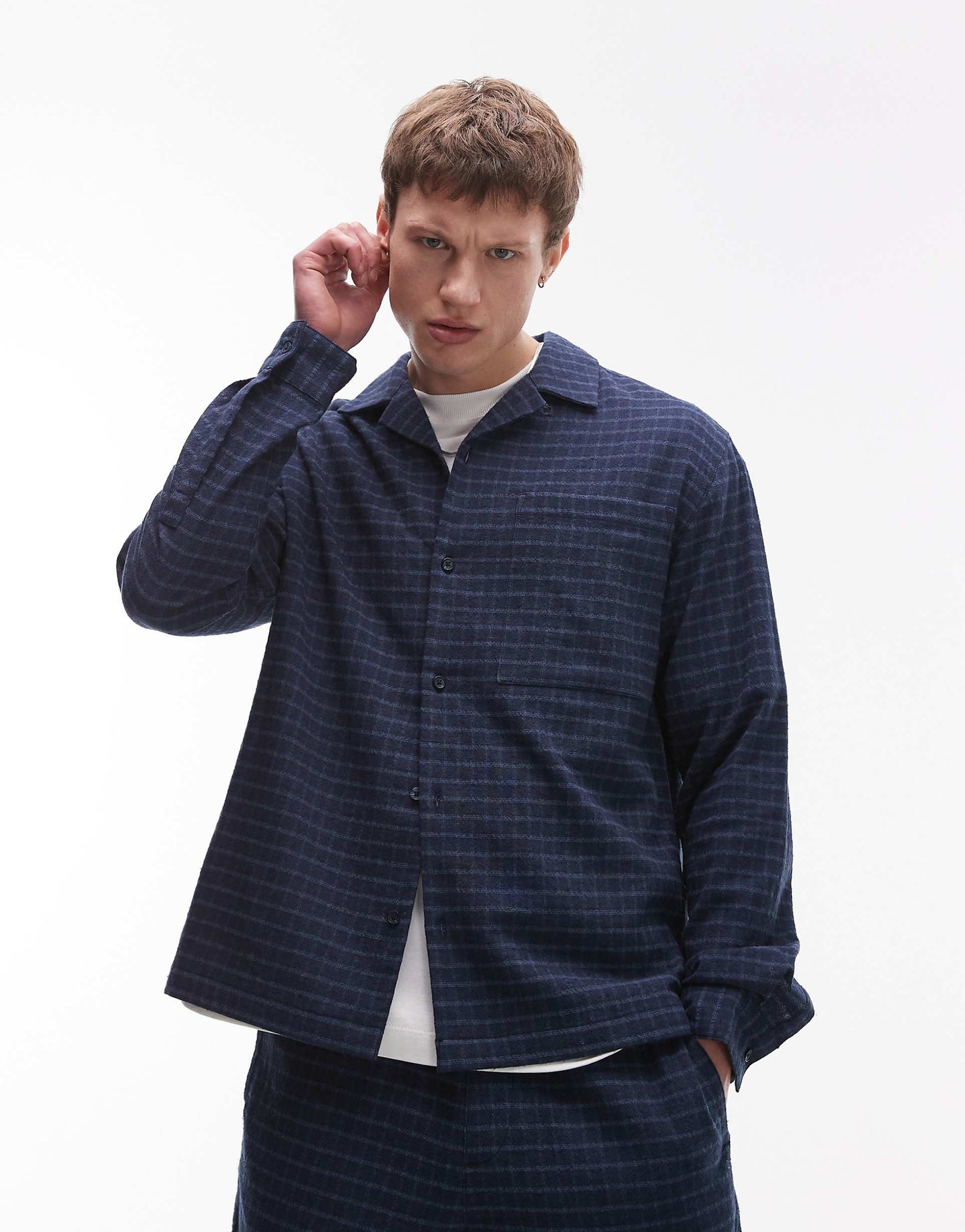 Long Sleeve Mid Weight Blue Check Shirt