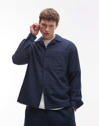 Long Sleeve Mid Weight Blue Check Shirt