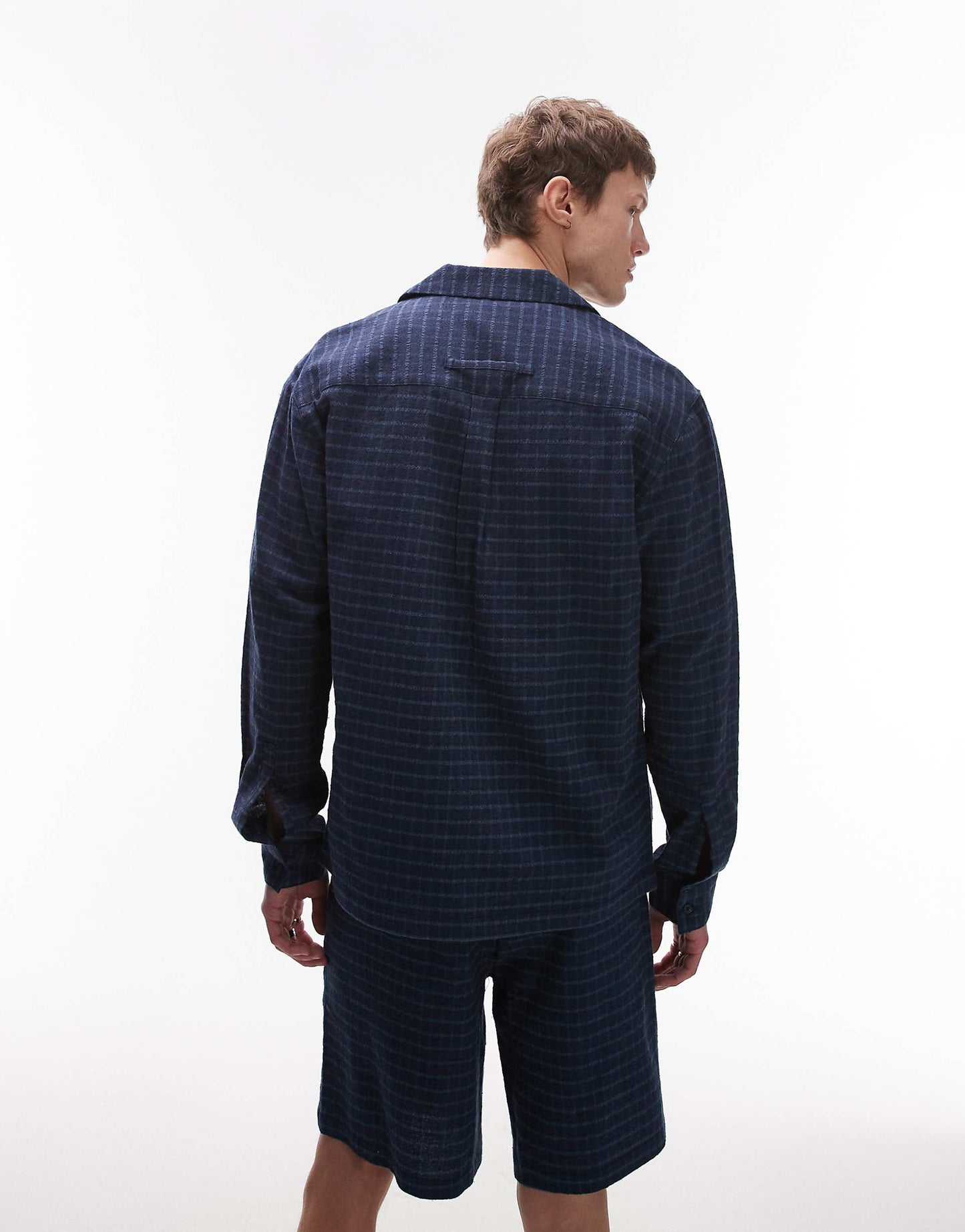 Long Sleeve Mid Weight Blue Check Shirt